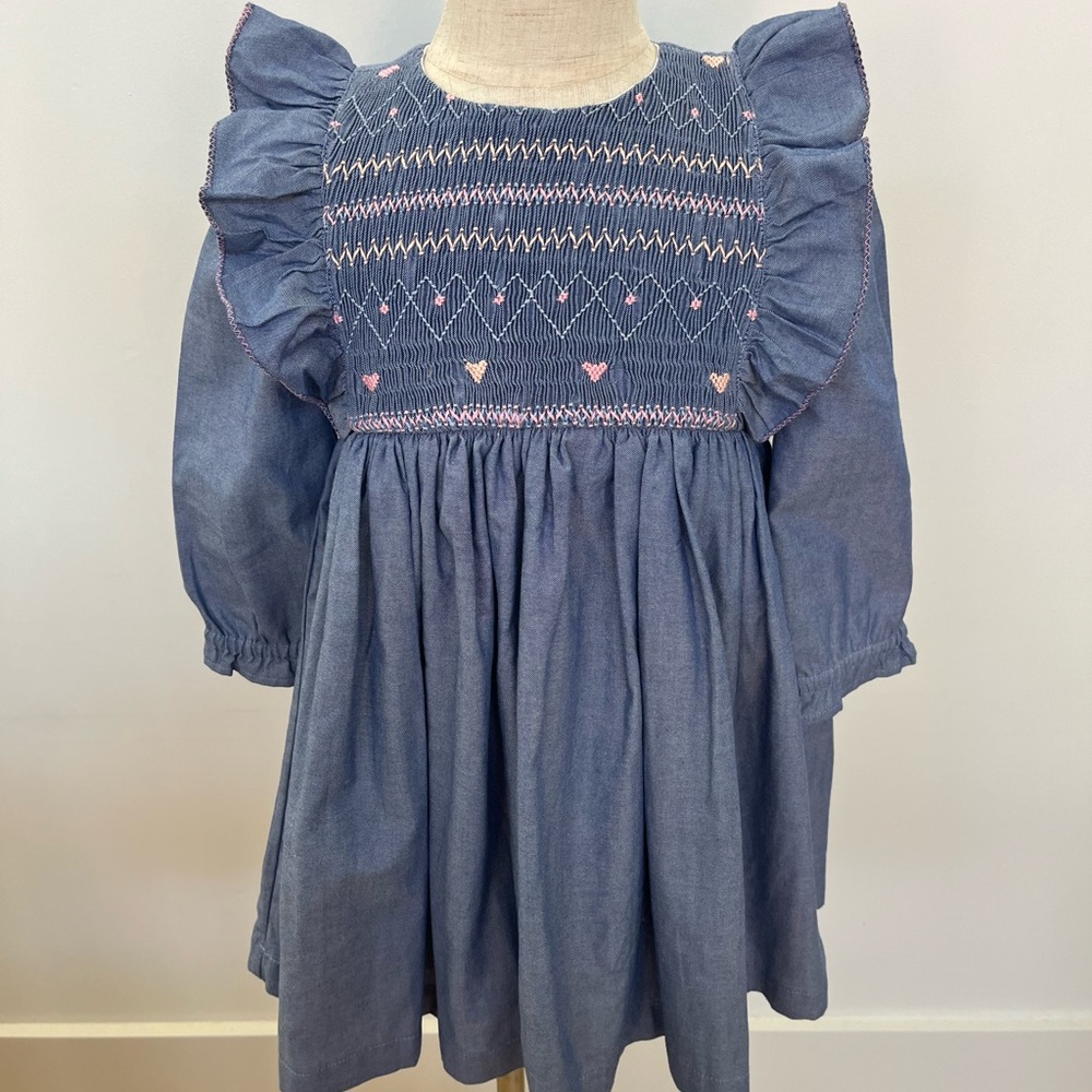 Blue Ruffled Girls Dress Mollie & Connor Size 5